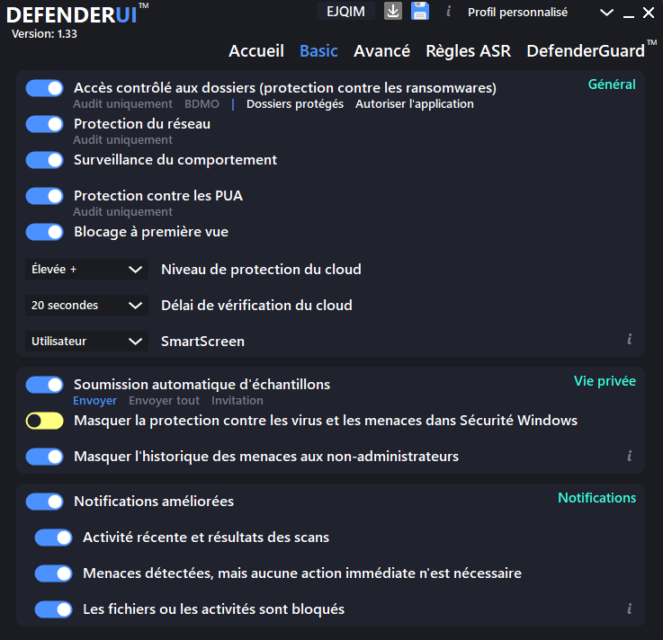 Basic defenderUI
